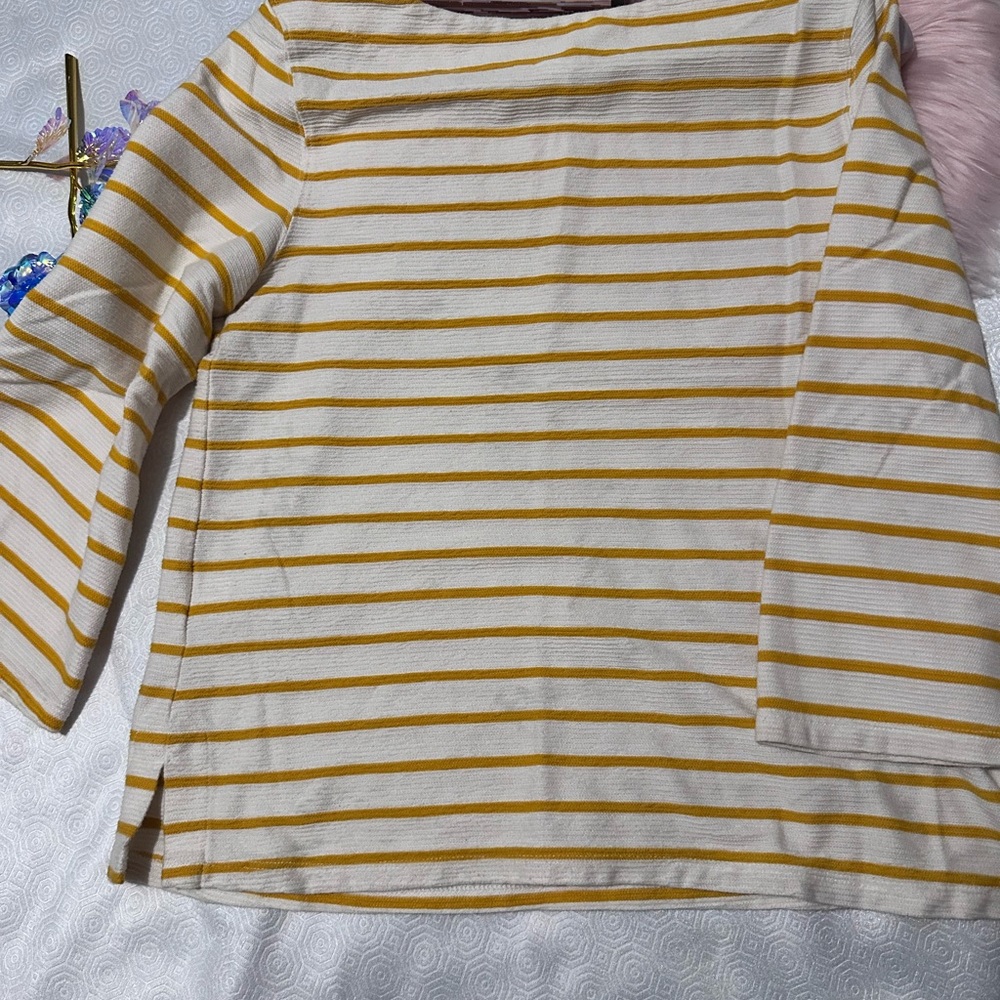 Old Navy Yellow and White Striped Long Sleeve Tee